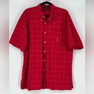 Nautica men's red checkered short-sleeve button-down shirt
